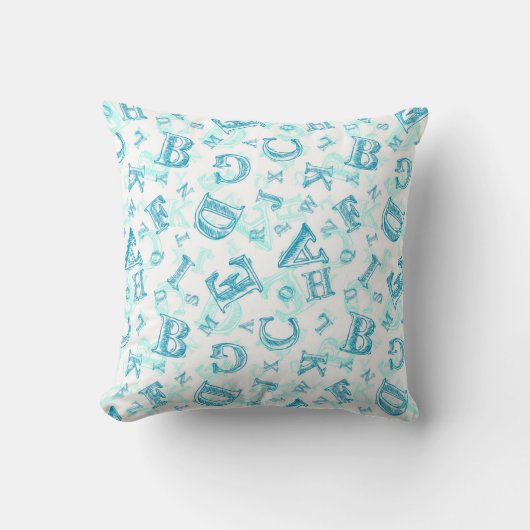 Coussin Alphabet bleu Jeu d'oreiller (Recto)