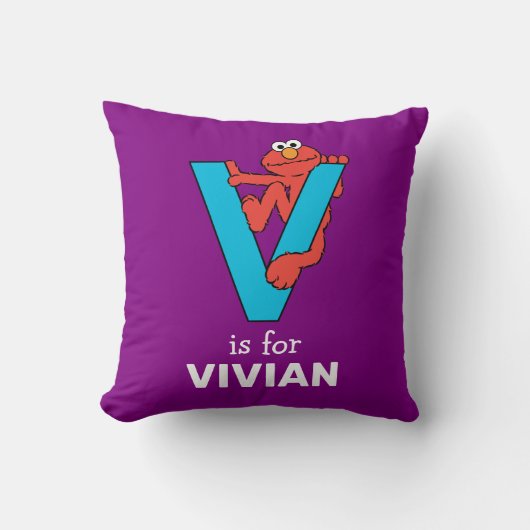 Coussin Alphabet d'Elmo | V Bleu (Recto)