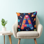 Coussin 🚀 Alphabet spatial Lettre A Fusées Étoiles Planèt (Chaise)