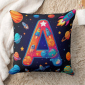 Coussin 🚀 Alphabet spatial Lettre A Fusées Étoiles Planèt (Couverture)