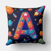 Coussin 🚀 Alphabet spatial Lettre A Fusées Étoiles Planèt (Verso)