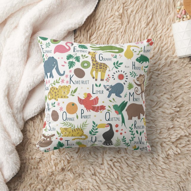 Coussin Alphabet tropical pour enfants (Couverture)