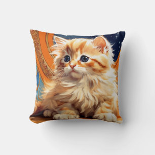 Coussin Alphonse Mucha Art Nouveau Chat orange