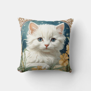 Coussin Alphonse Mucha Art Nouveau Kitten
