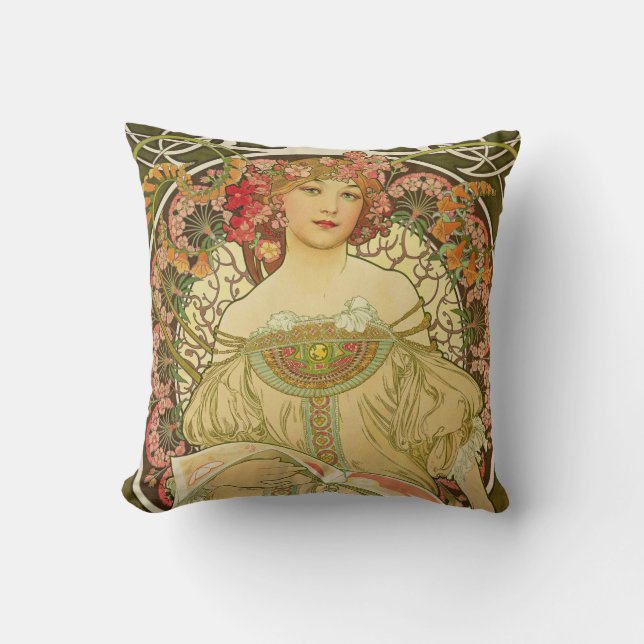 Coussin Alphonse Mucha - Champagne (Recto)