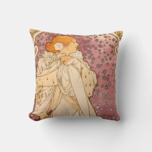 Coussin Alphonse Mucha La Dame Aux Camelias : Art Nouveau 