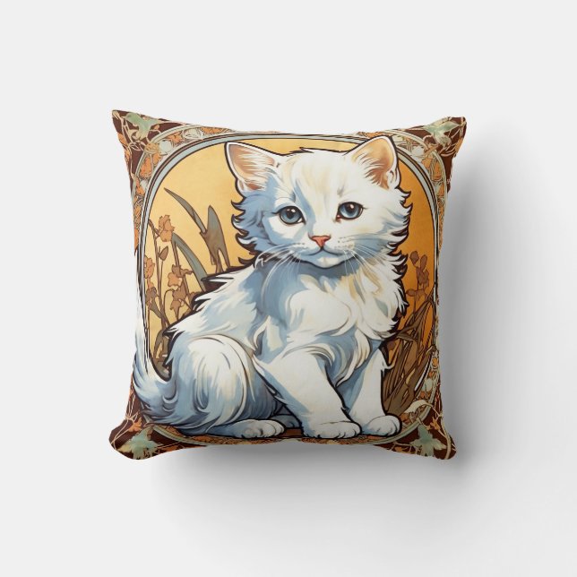 Coussin Alphonse Mucha Style Chat (Recto)