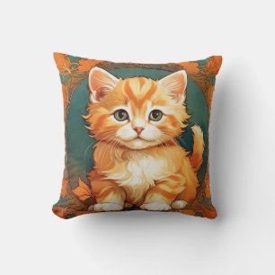 Coussin Alphonse Mucha Style Chat orange