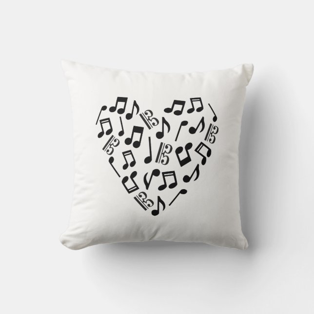 Coussin Alto Clef Viola Heart Love Notes musicales Blanc (Recto)