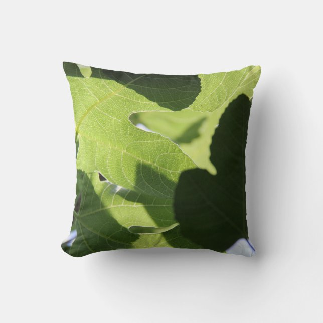 Coussin Amant de nature, carreau vert de feuille (Recto)