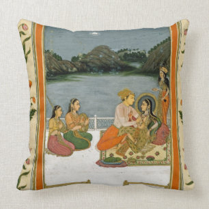 Coussin Amants sur une terrasse par un lac éclairé par l