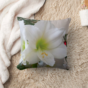 Coussin Amaryllis blanche et sapin de Noël