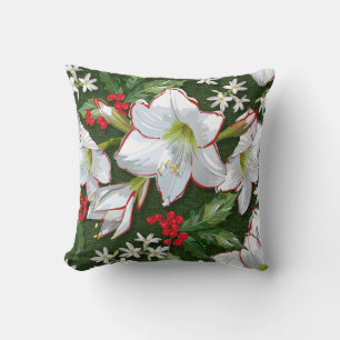 Coussin Amaryllis de Noël Festif + Motif Holly