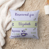 Coussin Amateur de café Lilac et violet avec coeur et nom (Couverture)