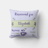 Coussin Amateur de café Lilac et violet avec coeur et nom (Recto)