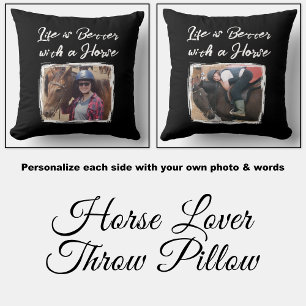 Coussin Amateur de cheval photo noir blanc