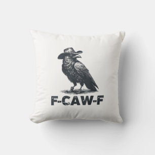 Coussin Amateur de corbeaux rétro F-Caw-F Crow