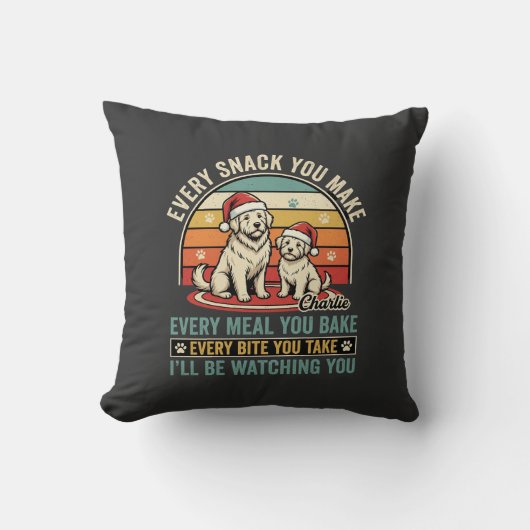 Coussin Amateurs de chiens de Noël Snack Regarder (Recto)