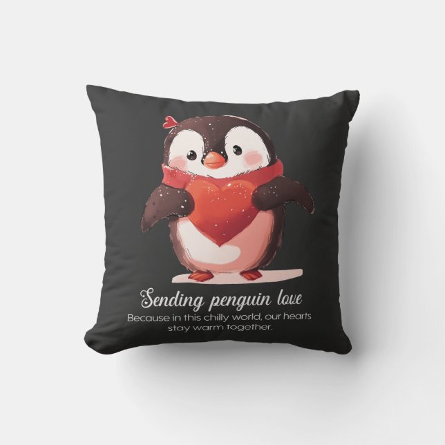 Coussin Amateurs de pingouins - Saint Valentin (Recto)