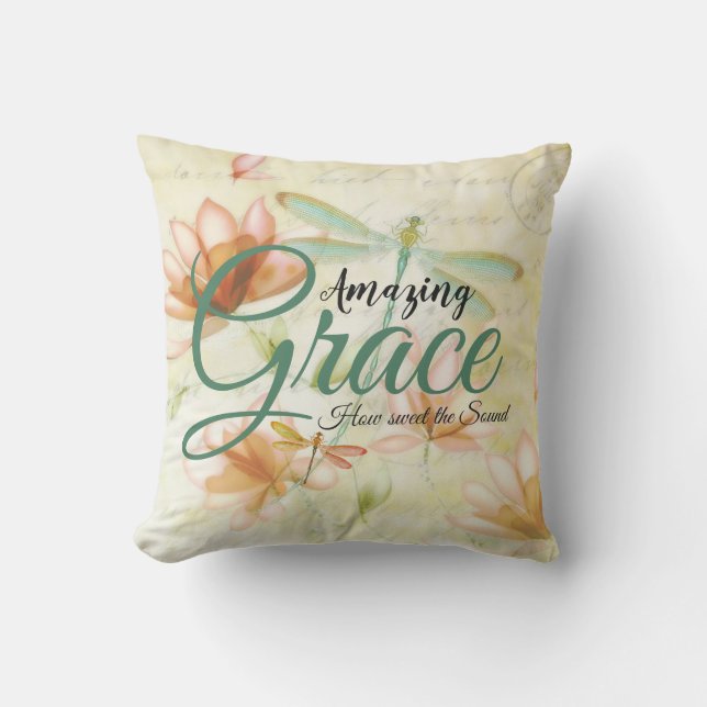 Coussin Amazing Grace Flowers and dragonfly (Recto)