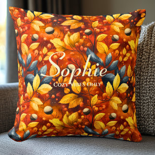 Coussin Ambiance Cosy Uniquement Feuilles D'Automne Déco