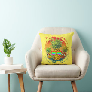 Coussin Ambiance d'été drôle à l'ananas