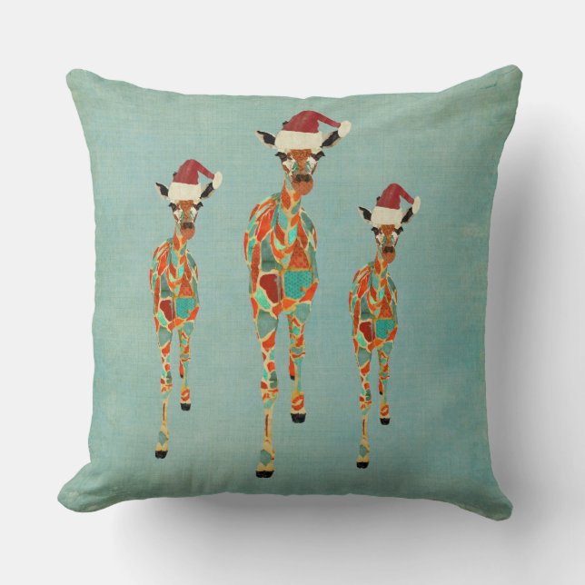 Coussin ambre et azuré de fête   de girafes (Recto)