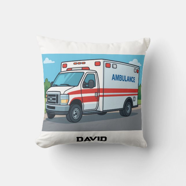Coussin Ambulance conducteur cadeau customisé (Recto)