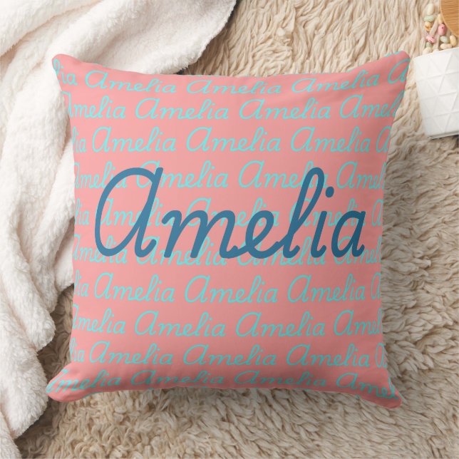 Coussin Amelia Signature Nom Motif Design (Couverture)