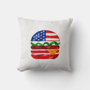 Coussin America Burger (Peinture Blanche No. 1)