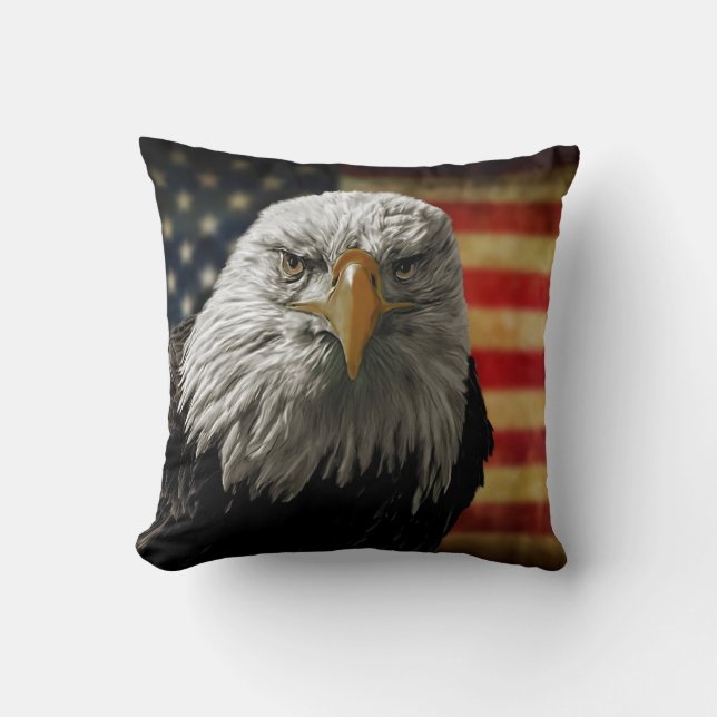 Coussin American Bald Eagle on Grunge Flag (Recto)