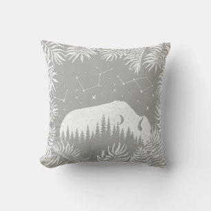 Coussin American Bison Grey White Stars Galaxy Tropical