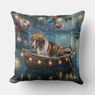 Coussin American English Foxhound Christmas Festive Voyage