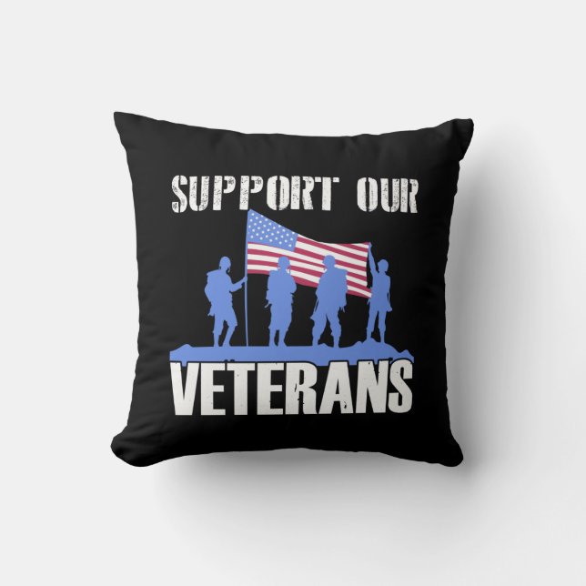 Coussin American Flag Appuyer nos anciens combattants (Recto)