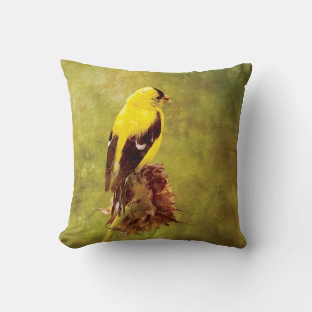 Coussin American Goldfinch Designer Accent Pillow  (Recto)