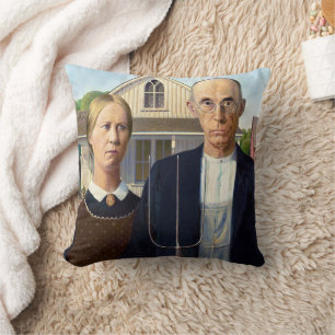 Coussin American gothique classique peinture Grant Wood