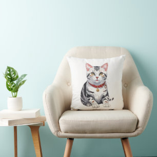 Coussin American Shorthair heureux