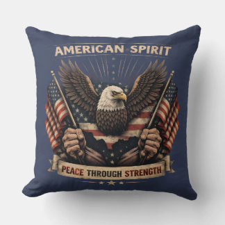 Coussin American Spirit Eagle Patriotic USA Flag Peace Thr