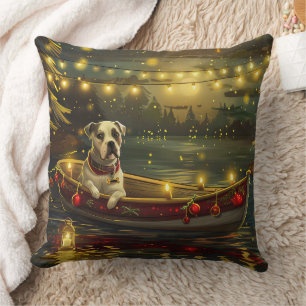 Coussin American Staffordshire Noël Festival Voyage
