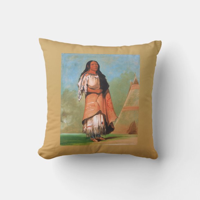 Coussin Amérindien, Art de George Catlin (Recto)