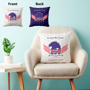 Coussin Amérique 250e-Esprit de liberté-Blanc&Bleu-Texte