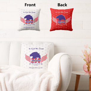 Coussin Amérique 250e-Esprit de liberté-Blanc&Rouge-Texte