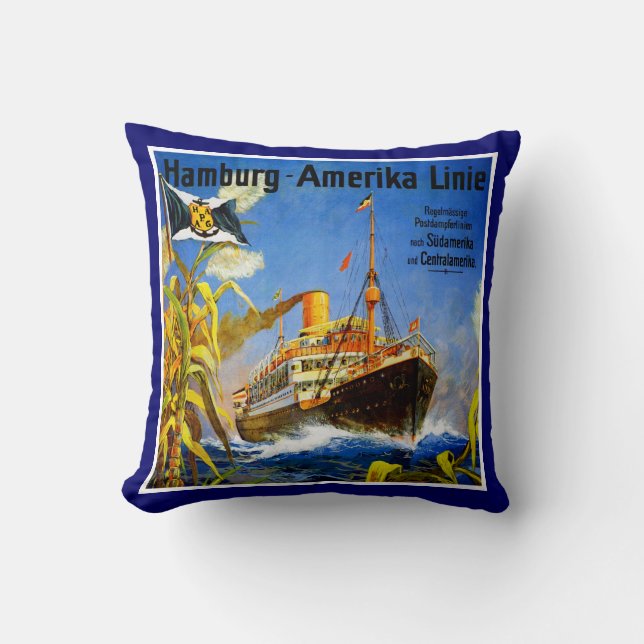 Coussin Amérique de Hambourg en Amérique du Sud (Recto)