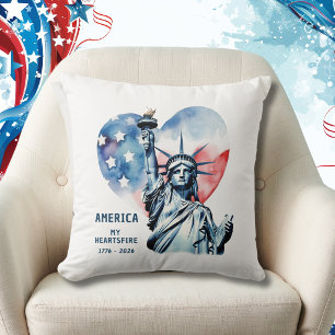 Coussin Amérique Mon Cœur de Feu 1776-2026 Patriotique