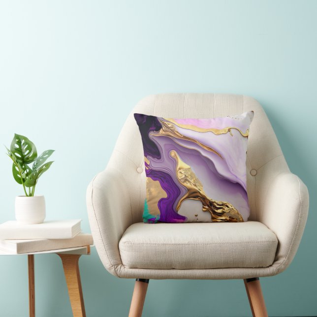 Coussin Amethyst & Blush Marble with Liquid Gold (Chaise)