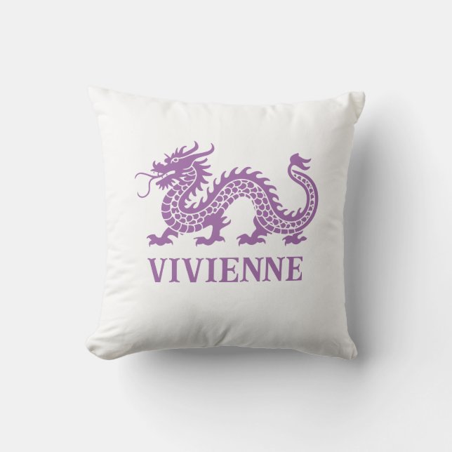 Coussin Amethyst Purple Chinoiserie Dragon Nom personnalis (Recto)