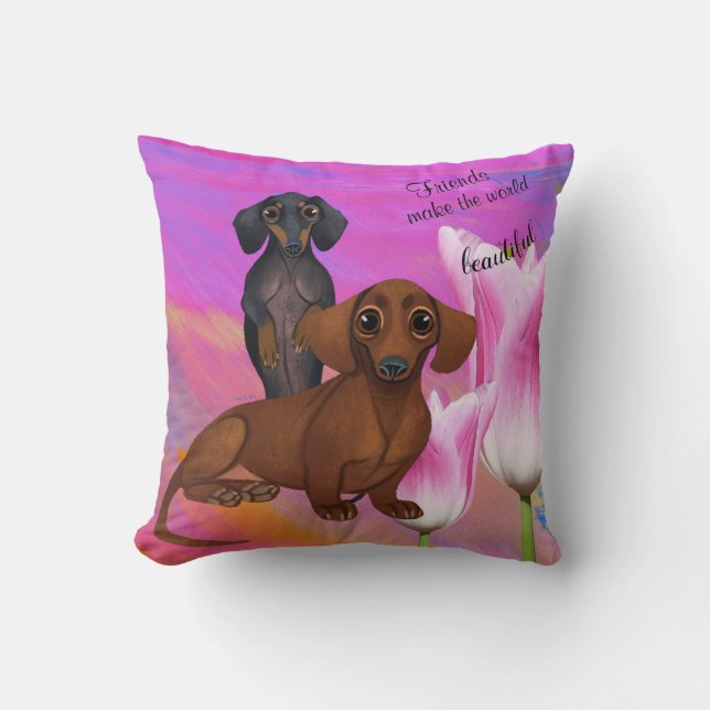 Coussin ami violet Dachshund (Recto)