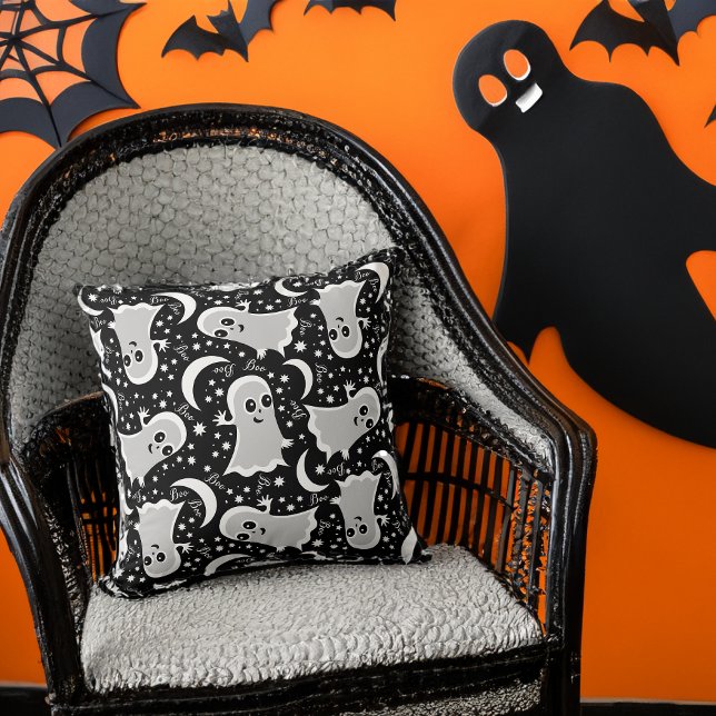 Coussin Amical Ghost Goes Boo Drôle Halloween (Créateur téléchargé)