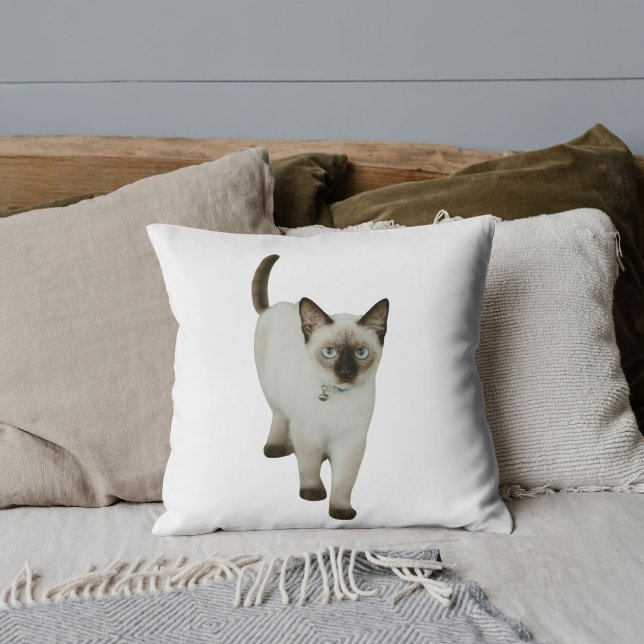 Coussin Amis Animaux Personnalisés Mignon Chat Siamois Pho (Créateur téléchargé)