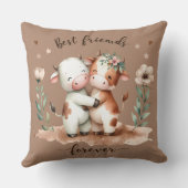 Coussin Amis Câlins de Vache Mignonne Art Floral (Verso)